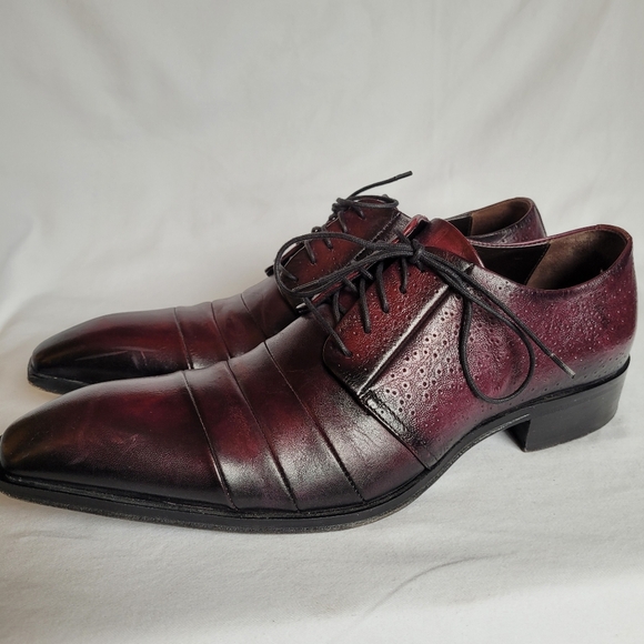 Jo Ghost Leather Oxfords Men's Dress Shoes Distressed Oxblood Colouring Size 40 - Picture 6 of 10
